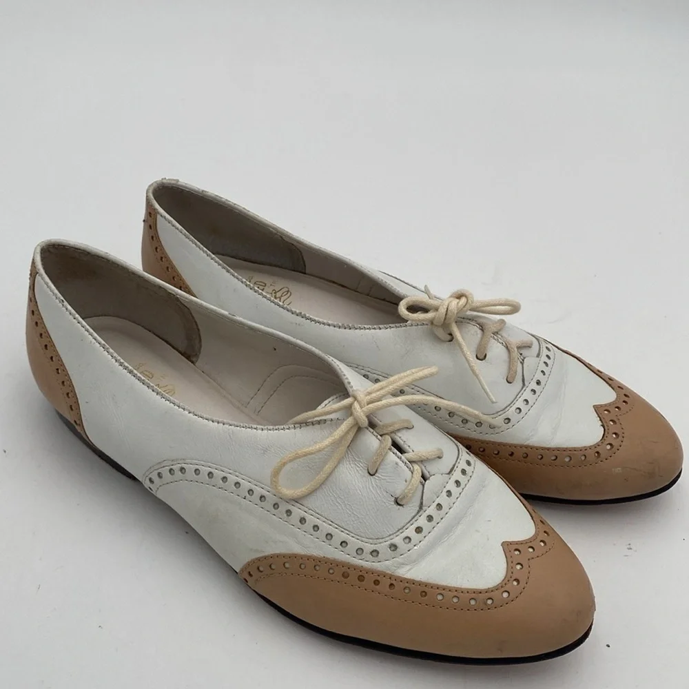 Vintage GH Bass Women Two-Tone Oxford Shoes leather casual retro Y2K office goth